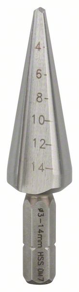 Vrták do plechu, šestihranná stopka 3-14 mm, 60 mm, 1/4 "