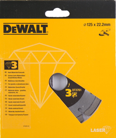 DT3761 - Diamantový rezný kotouc na armovaný beton PHP 3, 125 mm